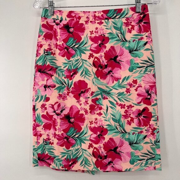 J Crew Floral Lined Pencil Skirt - Picture 2 of 8